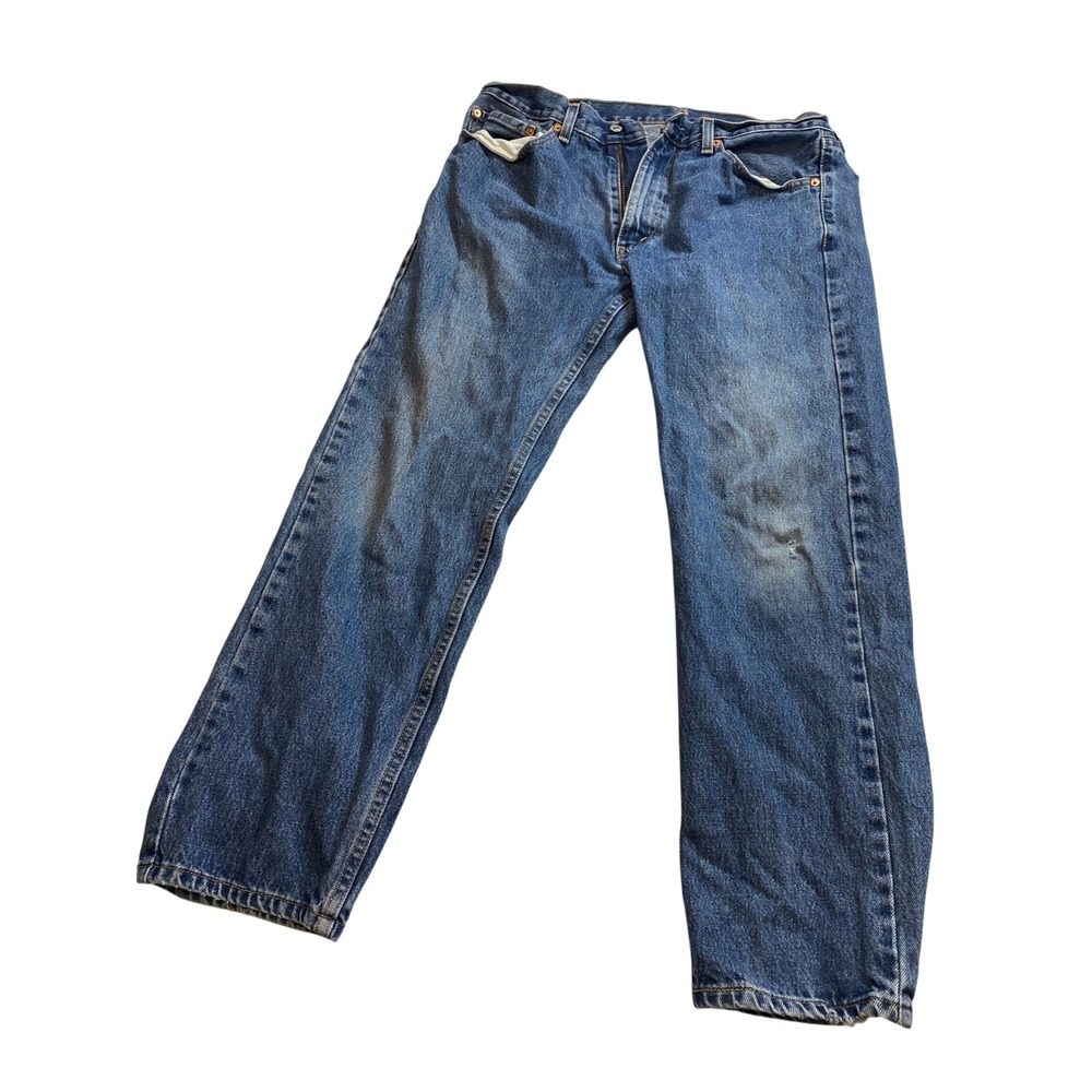 Levis Mens Jeans 31x28 Blue Denim Relaxed Fit Straight Leg Faded